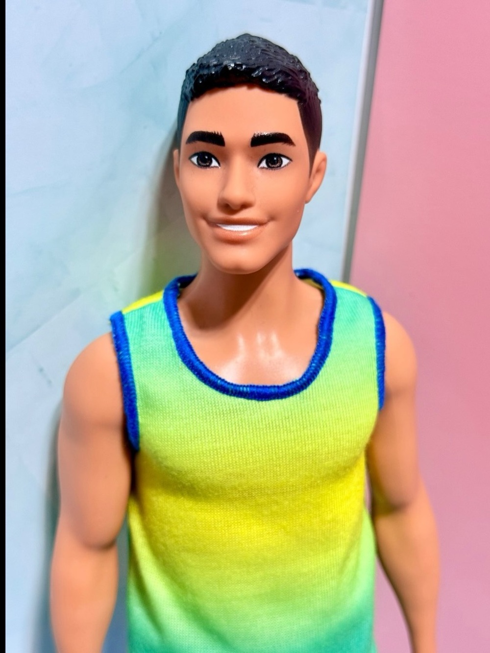 Barbie Fashionistas Ken Doll #236 HYV00 Black Hair Ombre Tank Jean Shorts